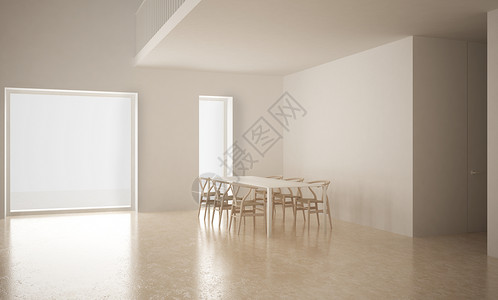 现代空间有桌椅阁楼白色图片