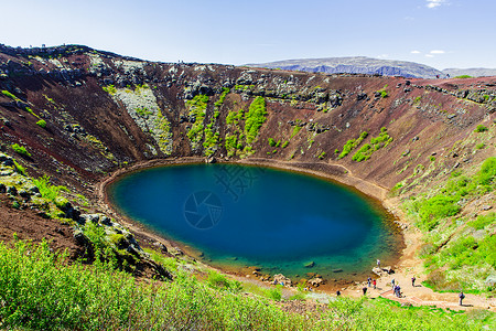 冰岛的蓝色火山岩坑湖泊Kerid1106图片