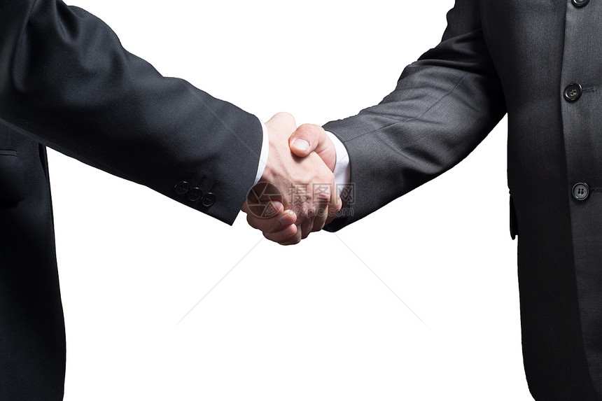 两个商人握手孤立在白色背景上图片