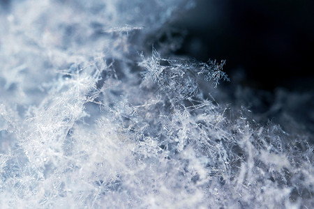 雪花特写冰冻的星雪和冰晶图片