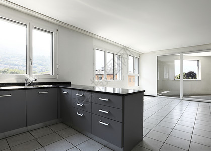 现代公寓内部厨房背景图片