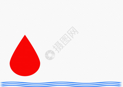 在白色背景上隔离的红色血滴和蓝色水图标图片