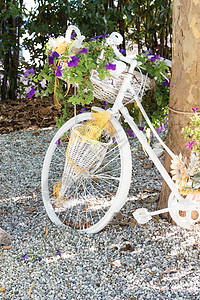 用鲜花装饰的自行车图片