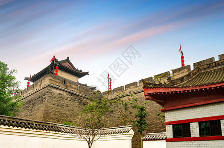西安古城墙黄昏景观图片