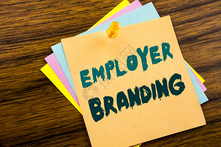 手写文字标题灵感显示雇主品牌品牌建设的商业理念写在木制背图片
