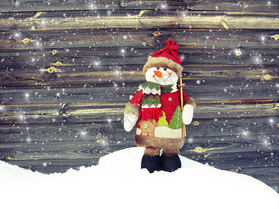 快乐的雪人圣诞冬季贺卡是雪图片