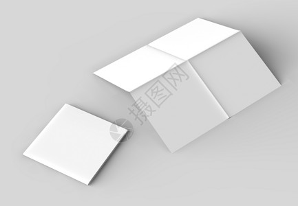 8页传单法式折角右方形小册子在软灰色背景图片