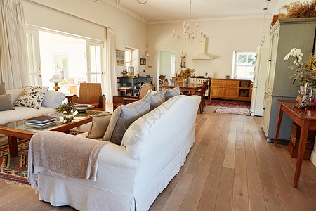 乡村风格住宅中带沙发的客厅内部图片
