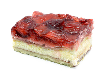 草莓蛋糕有果冻和夸克在孤图片