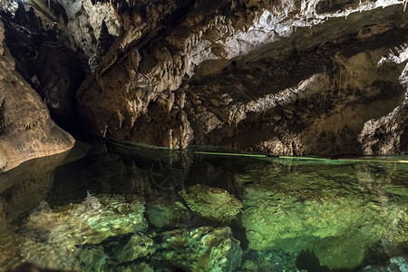 斯洛伐克Demanovska自由洞穴地下湖和图片