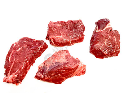 不同大理石牛肉的替代牛排在白背景图片