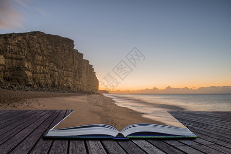 England西湾景色图象的创意书图片背景图片