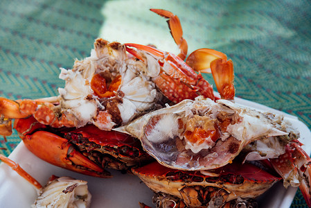 煮或蒸海花蟹特级是在泰国曼谷的泰国街头食品市场或餐厅出图片