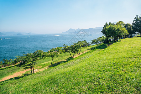韩国统营李舜臣公园的海洋与自然景观图片