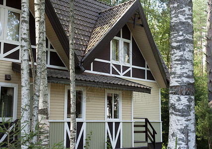 度假屋单板层压木材的乡间别墅图片