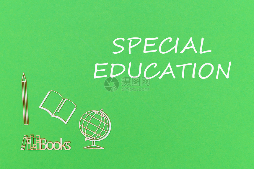 儿童概念学校文字特殊教育学校用品绿色背板上的图片