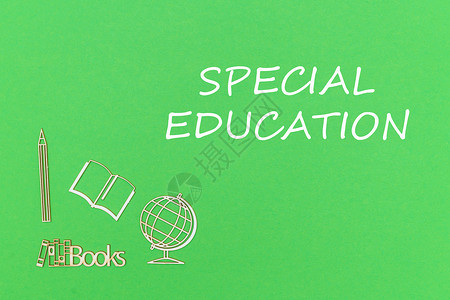 儿童概念学校文字特殊教育学校用品绿色背板上的背景图片