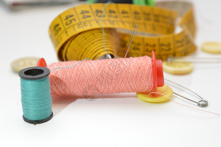 棉粉色和裁缝测量仪图片