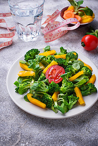 饮食计划健康蔬菜沙拉干净的水和图片