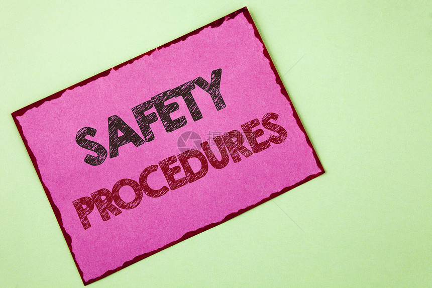 文字书写文本安全程序遵循工作场所安全规则和法规的商业概念书面粉红色便图片