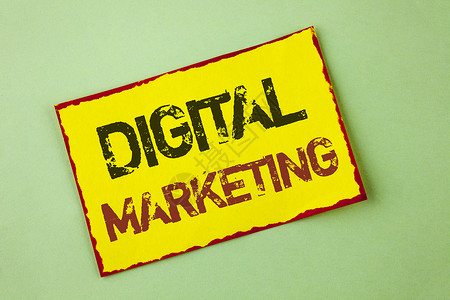 文字书写文本数字营销在线产品服务数字技术战略的商业概念以黄色图片