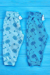 时尚休闲幼儿夏季长裤可爱的蓝色棕榈印花婴儿棉裤新图片