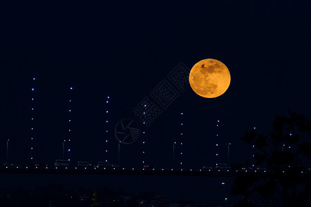 土耳其伊斯坦布尔市Bosphorus桥背后高清图片