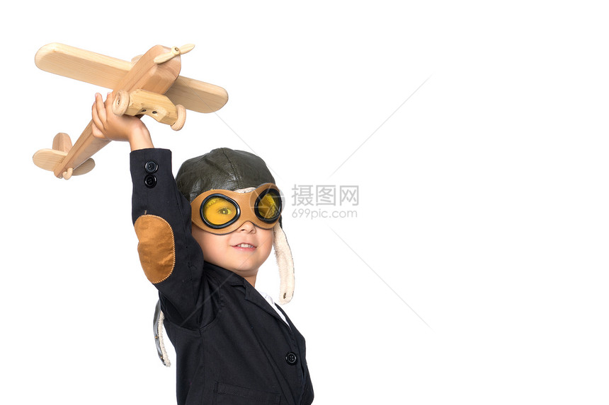 头盔飞行员的可爱小男孩图片