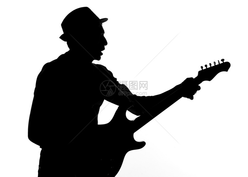 白色电吉他演奏者形状图片