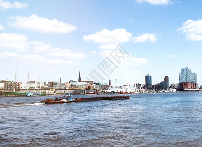在阳光明媚的日子里Elbe河汉图片