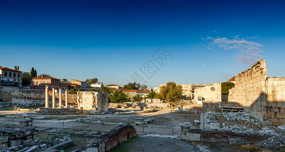 古遗址和住宅建筑雅典希腊图片