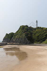 日本海滨和盐屋崎灯塔的景色图片