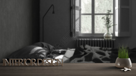 用词为内部设计过模糊的最小化卧室项目概念图片
