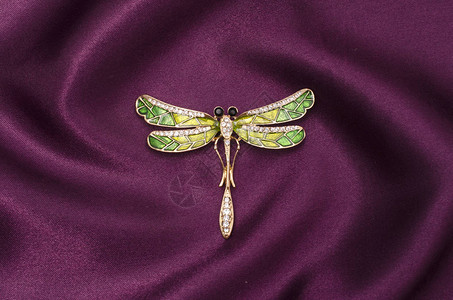 金蜻蜓珐琅胸针丝织品镶钻图片