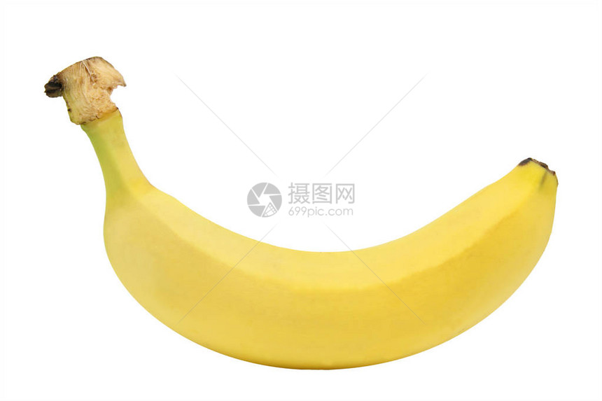 一根香蕉孤立的白色背景宏观照片多汁的水果甜美的夏日食物维生素自然植物新鲜单株异国情图片