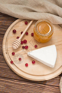 红莓蜂蜜薄饼美味的奶酪片和图片