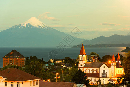 兰基韦智利南部火山高清图片