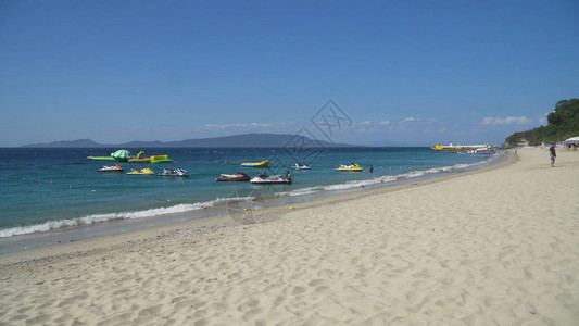美丽的热带沙滩带白沙菲律宾白色图片