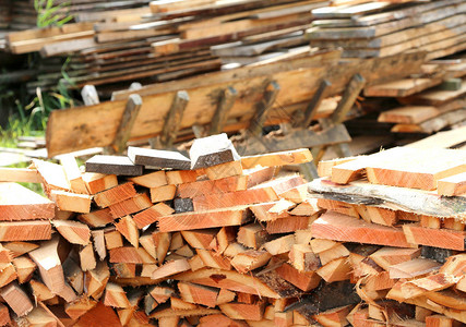 一堆木头已经切好准备烧掉背景图片