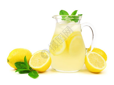 夏季柠檬汁加柠檬和薄荷的果图片