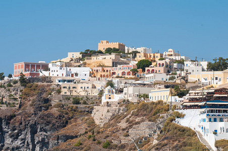 希腊圣托里尼岛上白色城市的美丽景色图片