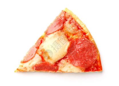 白色背景上的意大利辣香肠比萨图片