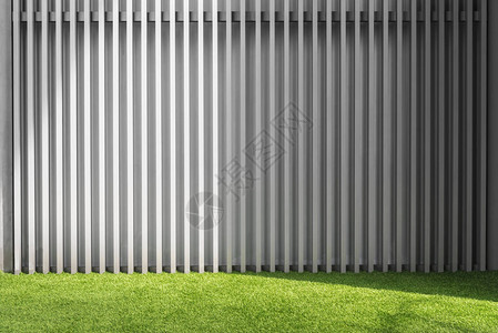 灰色金属结构墙绿色草地和阳光的概要背景添加文字信息的照片设计艺术作图片
