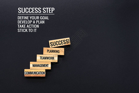 通往成功的阶梯成功的经营理念带文本和复制图片