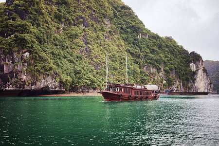 越南HaLongBay游轮背景为图片