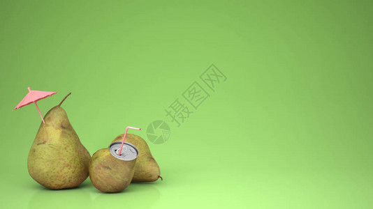 梨罐和梨里新鲜的梨子汁小伞和酒稻图片