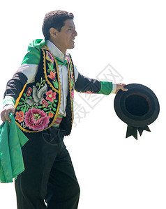 一个男子跳舞Huayno的肖像背景图片