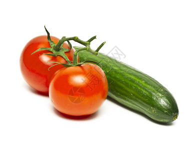 西红柿和绿黄瓜白图片