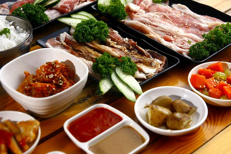 韩国肉菜蔬新鲜食材照片图片
