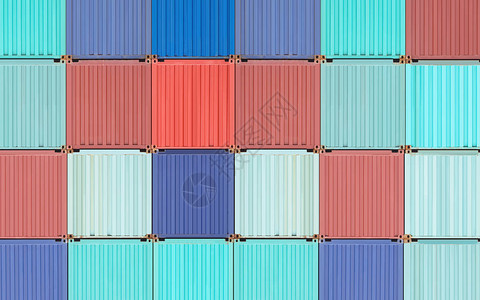船坞集装箱运输的彩色堆栈高清图片